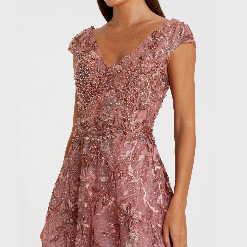Mac Duggal 20263 Size 10 Pink Emery Floral Embroidered A-Line‎ Gown Maxi Dress - Picture 3 of 4